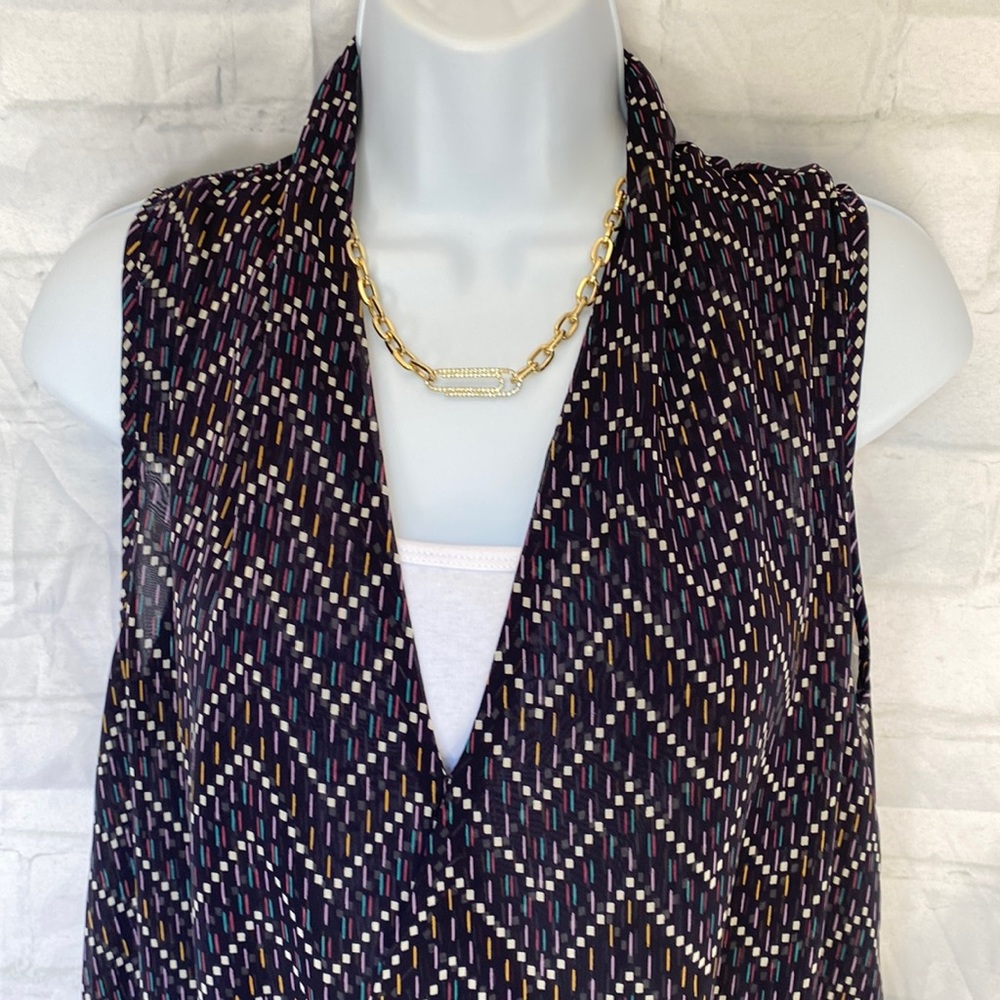 41 Hawthorn sheer chiffon design tank top business casual size small